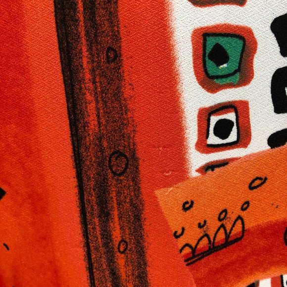 Libra Bright Orange and black abstract geometric print sleeveless midi dress Med - Picture 12 of 14